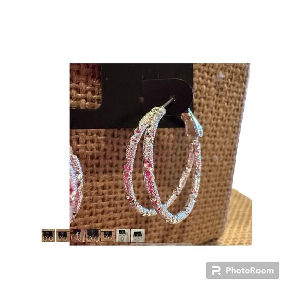 INC International Concepts silver hoop earrings NWOT - Picture 2 of 5